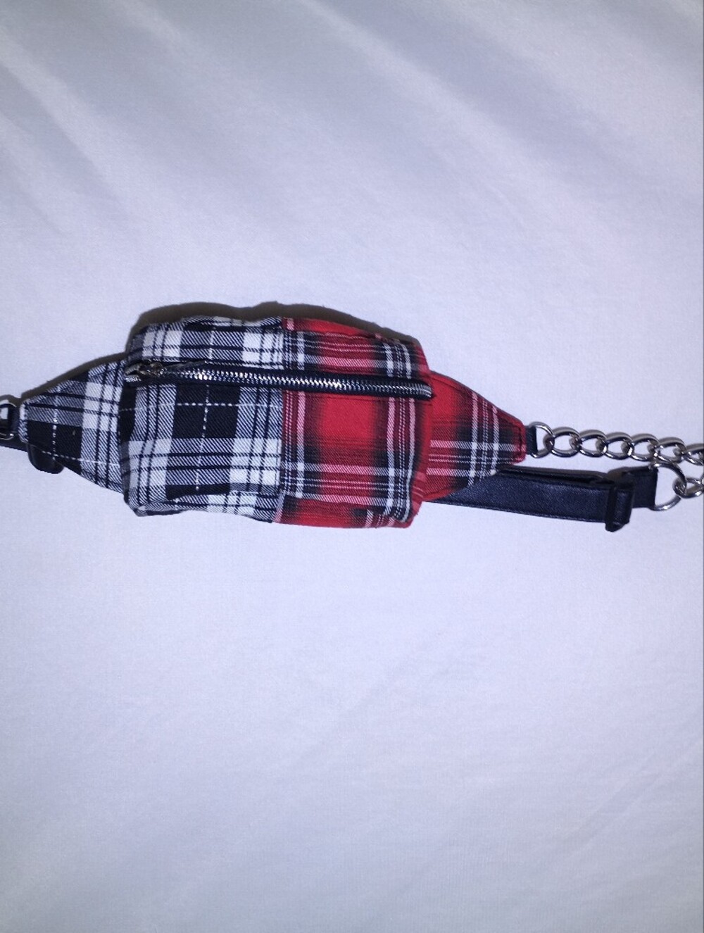 Plaid Red and Black Crossbody Bag - Unbranded